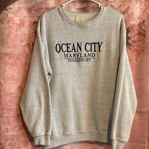 Ocean City Maryland Embroidered Crewneck Sweatshirt - Light blue